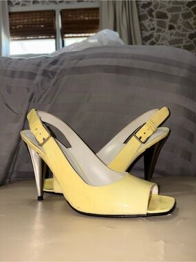 Vintage Stuart Weitzman Square Toe Heels with Silver Platinum Heel